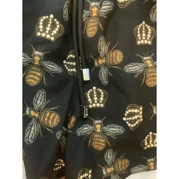 AMS Swimwear Black Bee Crown Brief Length Swimsuit Bottom, Size XL
